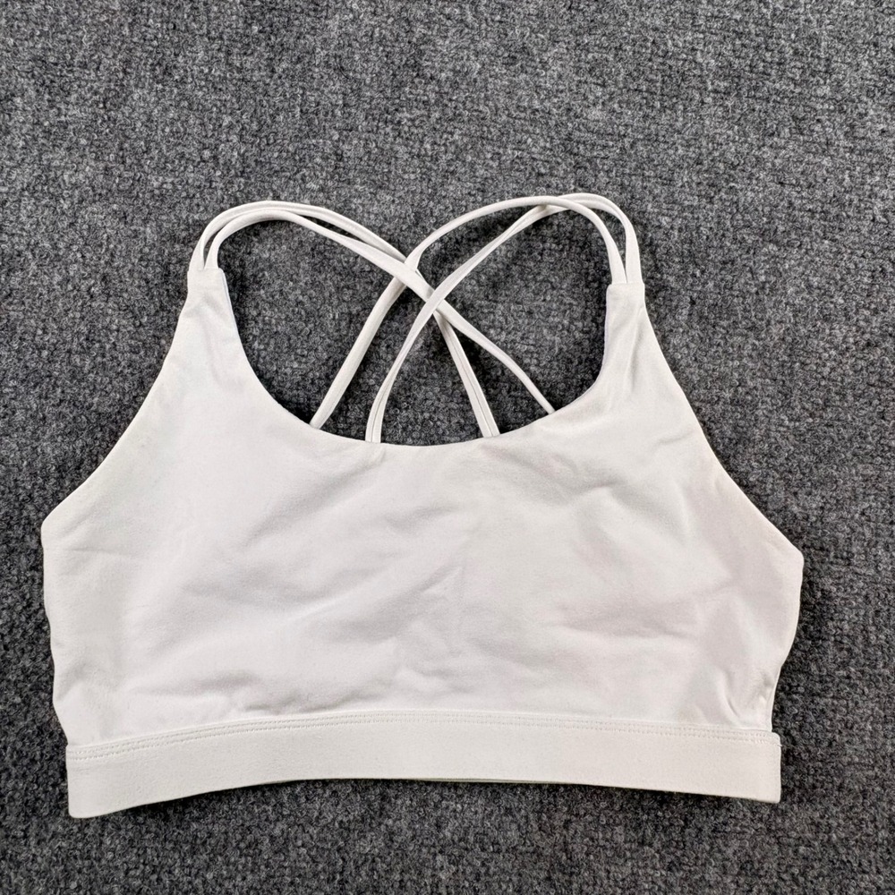 Lululemon‎ Energy Longline Sports Bra Womens S White Strappy Yoga Athleisure